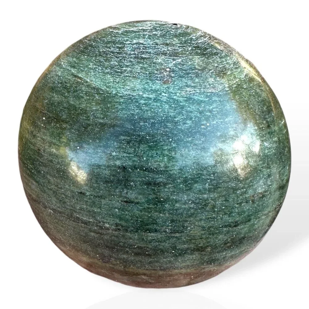 Nephrite Jade Crystal Sphere Green Chakra Stone Includes Short Black Metal Stand - Picture 7 of 14